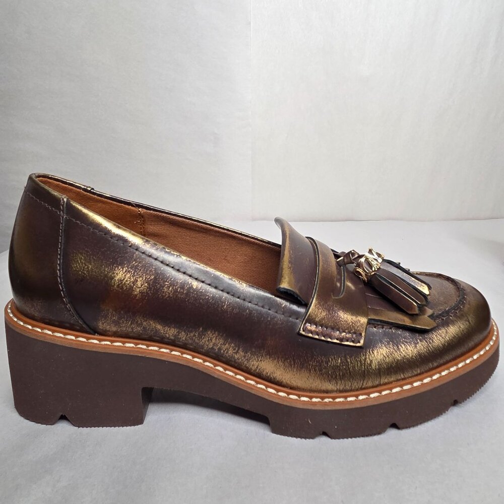 NWT Naturalizer Desmond Kiltie Bronze Lug Sole Leather Loafers - Picture 6 of 8